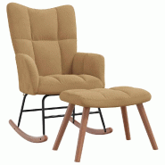 Décoshop26 - Fauteuil à bascule rembourré relax pour salon avec repose-pied en velours marron DEC028820 - marron 3000257076190