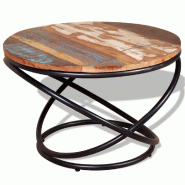 Décoshop26 - Table basse design industriel bois de récupération coloré et fer 60 x 60 x 40 cm DEC038250 - Bois massif 3000263726461