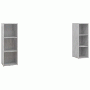 Helloshop26 - Lot de 2 meubles TV modernes 107 x 35 x 37 cm avec rangement pratique ambiance cosy en bois gris béton 02_0055126 - gris Bois massif 30