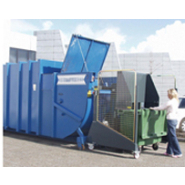 Renverse conteneur conçu pour faire basculer et vider les conteneurs standards en plastique jusqu'à 1100 litres et les palettes eur