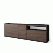 SKRAUT HOME Buffet salon et cuisine, 260x80x37 cm, 5 Portes, Meuble chaussure, Chêne foncé et Noir - marron Bois manufacturé 708_37