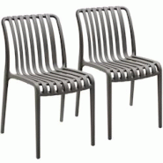 Tectake - Lot de 2 chaises de jardin Alcudia empilables et résistantes aux intempéries - gris anthracite - plastique polypropylène - 406044 Tectake - Lot de 2 chaises de jardin Alcudia empilables et résistantes aux intempéries - gris anthracite - plastique polypropylène - 406044