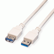 VALUE Câble USB 3.2 Gen 1 Type A-A, M/F, blanc, 0,8 m_0