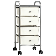 Vidaxl chariot de rangement mobile à 4 tiroirs blanc plastique 320399