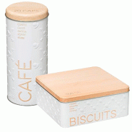 WellHome - Pack boîte à café et boîte à biscuits coloris blanc - blanc métal PK4630 WellHome - Pack boîte à café et boîte à biscuits coloris blanc - blanc métal PK4630