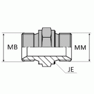 Adaptateur droit mâle BSP pour bague BS x mâle DIN forme E - 3/4' , 26.44 , 22X150