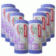 Alfapac - Sacs poubelle à fermeture automatique 30 L 55 x 60 cm « Lavande », 8 rouleaux x 15 unités (80 % recyclés) - violet PK6971