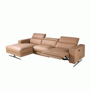 Angel Cerdá Canapé chaise longue relax gauche en cuir marron 6286C2 305 x 170 x 100 - marron fourrure 8435631046097