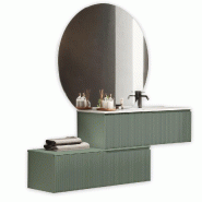 AQA Design Composition de salle de bain en MDF avec baignoire à droite 4 pièces VENERE vert sauge L.200 P.45 H.190 MPVE54-SAL - vert Bois manufactur
