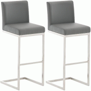 CLP Ensemble de 2 tabourets de bar Paros en similicuir Gris - gris polyester 317284