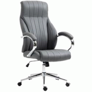 CLP Fauteuil de bureau Wigan en vèritable cuir ajustable et pivotant Gris - gris cuir 314912 CLP Fauteuil de bureau Wigan en vèritable cuir ajustable et pivotant Gris - gris cuir 314912