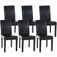 CLP Lot de 6 Chaises de salle à manger Ina similicuir avec pieds en Bois Marron/Marron foncé - marron polyester 181063803 CLP Lot de 6 Chaises de salle à manger Ina similicuir avec pieds en Bois Marron/Marron foncé - marron polyester 181063803