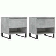 Décoshop26 - Lot de 2 tables de chevets avec tiroir 50 x 46 x 50 cm bois d'ingénierie gris et métal DEC040397 - gris métal 3000264918193