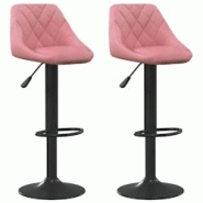 Décoshop26 - Lot de 2 tabourets de bar chaises hautes en velours rose coutures losange et acier noir DEC029841 - noir 3000257587436 Décoshop26 - Lot de 2 tabourets de bar chaises hautes en velours rose coutures losange et acier noir DEC029841 - noir 3000257587436