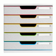 Exacompta MODULO A4 5 tiroirs fermés Black Office blanc/arlequin - multicolore matière synthétique 301913D