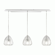 Fabas Luce Suspension Britton En Métal Et Verre Borosilicate Transparent, Douille E27 3X40W, Design Moderne Et Élégant Pour L'Intérieur, Ip20 - tr