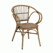 Fauteuil siena en rotin tressage nylon style naturel pour extérieur - tigaone - beige 3701680323492