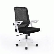 Furniture Style Chaise de bureau ado Sara. Ergonomique, structure blanche, dossier noir respirant, accoudoirs pliables. Design moderne. - noir polyest