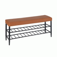 Helloshop26 - Banc à chaussures élégant avec 2 étagères pratique entrée 100 x 30 x 50 cm en fer noir 13_0017689 - noir 3000249069230