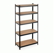 Helloshop26 - Étagère à charge lourde modulable 180 x 90 x 45 cm pour garage atelier rangement en MDF noir 13_0010044 - noir Bois manufacturé 3000