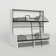 Itamoby Lit double escamotable Kando avec canapé en frêne matériaux blanc et gris - gris 8050598301289