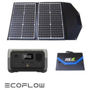 Kit station de charge portable 600w - 256wh ecoflow river 2 avec panneau solaire pliable 50w