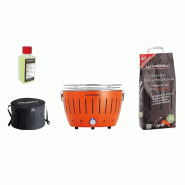 LotusGrill - Pack spécial barbecue orange classique (35 cm) avec 2,5 kg de charbon de bois et gel combustible - 4260023012374