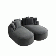 Merax Chenille Cloud Canapé 2 places modulable double sans cadre avec très grande méridienne double avec coussins Gris - W3325S00287
