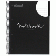 MIQUELRIUS Lot de 5 Cahier Emotions A4, 160p./80 feuilles 90 g/m², reliure intégrale, couverture laminée coloris noir, quadrillé 5x5 - 8422593460450