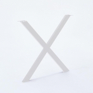 Mottez Lot de 2 pieds de table modèle en X  HT 71 x L. 77,5 cm blanc mat - blanc acier 2763