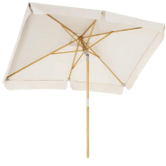 Parasol 3 x 2 m ombrelle rectangulaire protection solaire anti-uv mÂt et baleines en bois inclinable sans socle pour terrasse balcon jardin beige 12_0001768
