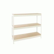 PROREGAL Étagère pour Charges Lourdes WOOD BEAST THREE | HxLxP 150x120x75cm | 600kg par Niveau | Blanc - blanc métal PR_RS18-67 PROREGAL Étagère pour Charges Lourdes WOOD BEAST THREE | HxLxP 150x120x75cm | 600kg par Niveau | Blanc - blanc métal PR_RS18-67