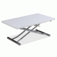 TABLE BASSE RELEVABLE EXTENSIBLE TRENDY MÉLAMINÉ CHÊNE BLANC/PIED CHROMÉ 110 X 70/140 CM