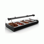Vitrine chauffante SELF-SERVICE - Bain Marie - 4 bacs GN 1/3 - 840 mm | Sayl Barcelona - 230 V - noir 674005070094