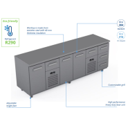 Comptoir réfrigéré en acier inoxydable -2400 × 660 × 900 mm - CST-24-101103 Comptoir réfrigéré en acier inoxydable -2400 × 660 × 900 mm - CST-24-101103