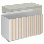 Comptoir T01 vitrine 4 Faces et MDF naturel+blanc - 120x60x93cm