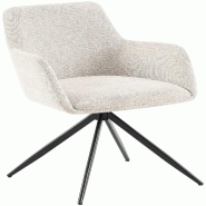 Décoshop26 - Chaise de salle à manger x1 pivotante rembourrée avec accoudoirs en tissu crème cadre métal 10_0007170 - beige métal 3000265973290