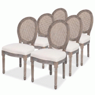 Décoshop26 - Lot de 6 chaises de salle à manger cuisine design classique tissu crème CDS022368 - beige 3000026521531