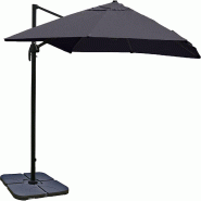 Décoshop26 - Parasol de restauration 3x3m (Ø4,24m) polyester aluminium/acier 23kg anthracite avec pied 04_0003292 - aluminium 3000305932690