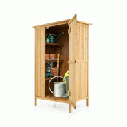 Helloshop26 - Armoire de rangement extérieure 91 x 66 x 150 cm avec porte verrouillable et 5 crochets style naturel en bois de sapin 20_0010246 - mé