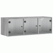 Helloshop26 - Armoire murale en bois sonoma gris 102 x 37 x 35 cm design élégante avec portes vitrées finition moderne 02_0049349 - gris verre 3000