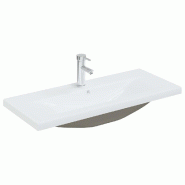 Helloshop26 - Lavabo salle de bain encastré avec robinet 91 cm céramique blanc 02_0002798 - blanc 3000103031533