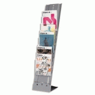 PAPERFLOW PRÉSENTOIR TRANPORTABLE 7 CASES A4 COLORIS ALU, STRUCTURE MÉTAL, TABLETTES POLYSTYRÈNE