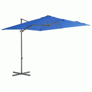 Parasol de jardin en porte-à-faux avec mât en acier bleu azuré Modèle Atlas - 46991