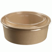 Saladier Ecokraft carton laminé naturel 1100ml + couvercle PET - par 200