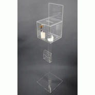 Urne plexi acrylique sur pied transparent + porte-visuel