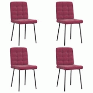 VidaXL Chaises à Manger Lot De 4 Rouge Bordeaux Velours - rouge 8721158566300 VidaXL Chaises à Manger Lot De 4 Rouge Bordeaux Velours - rouge 8721158566300