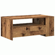 VidaXL Table basse Bois Ancien 102 x 55 x 43,5 cm Bois d'ingénierie Modèle Cristal Chic - 862731