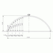 Bâtiment semi-circulaire neuf porté 12m hauteur de voûte 4,32m développement arc 16,16m