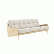 CANAPÉ 3 PLACES CONVERTIBLE INDIE STYLE SCANDINAVE FUTON IVOIRE COUCHAGE 130*190 CM.